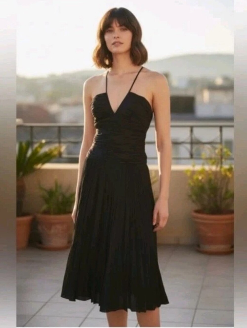 Bombshell Whimsigoth Black Tie Dress Midi Silk Pencil Pleat Dark Fairy Size XS